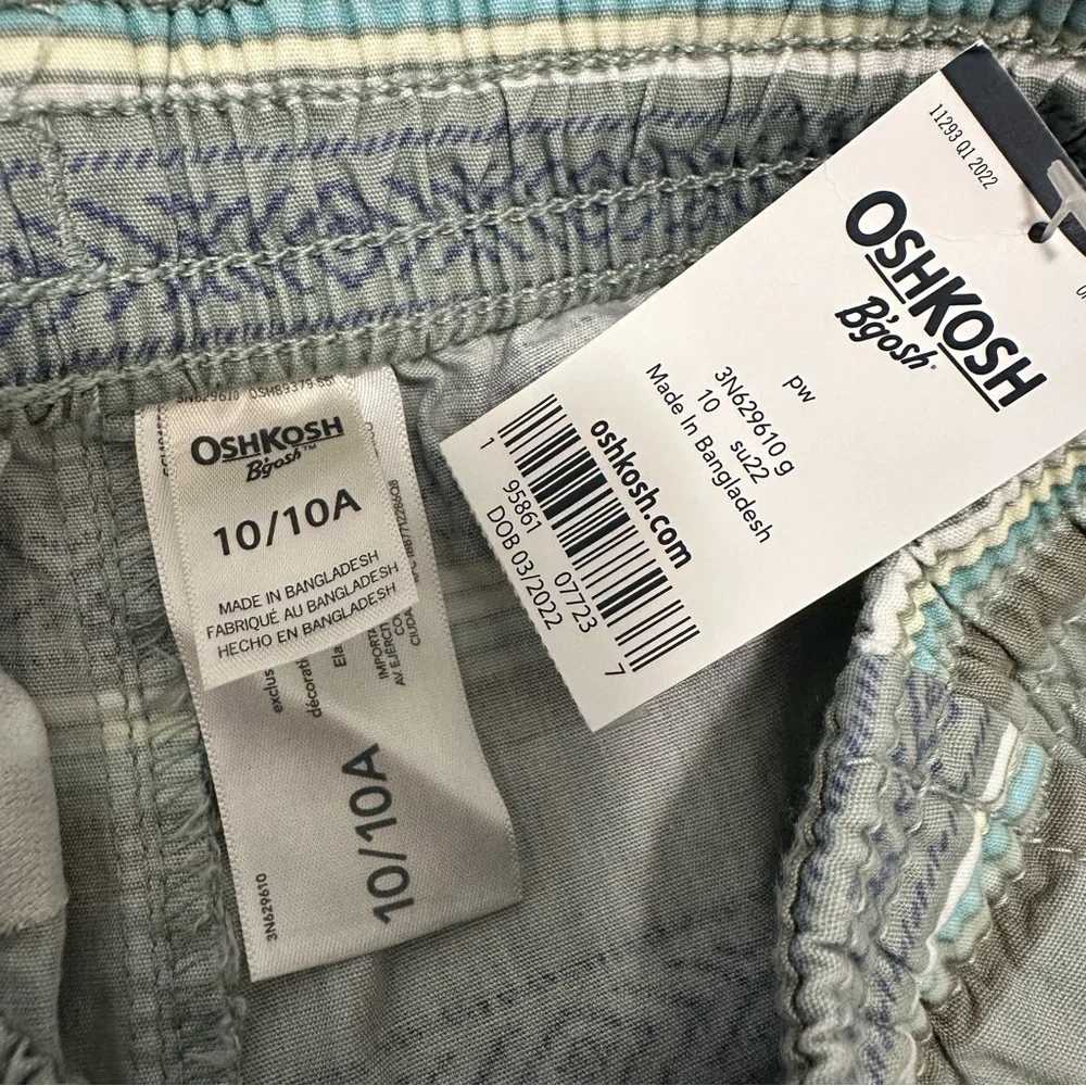NWT Boys OshKosh B'gosh Gray and Blue Striped Geometric Shorts Size 10 NEW